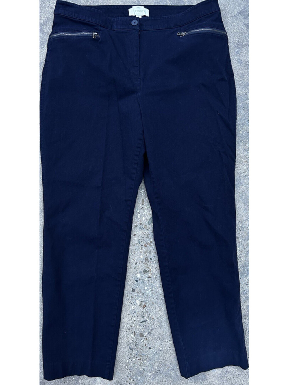 Talbots Women’s Curvy Fit 16 Navy Blue Work Casual Pants Front Zipper Pockets